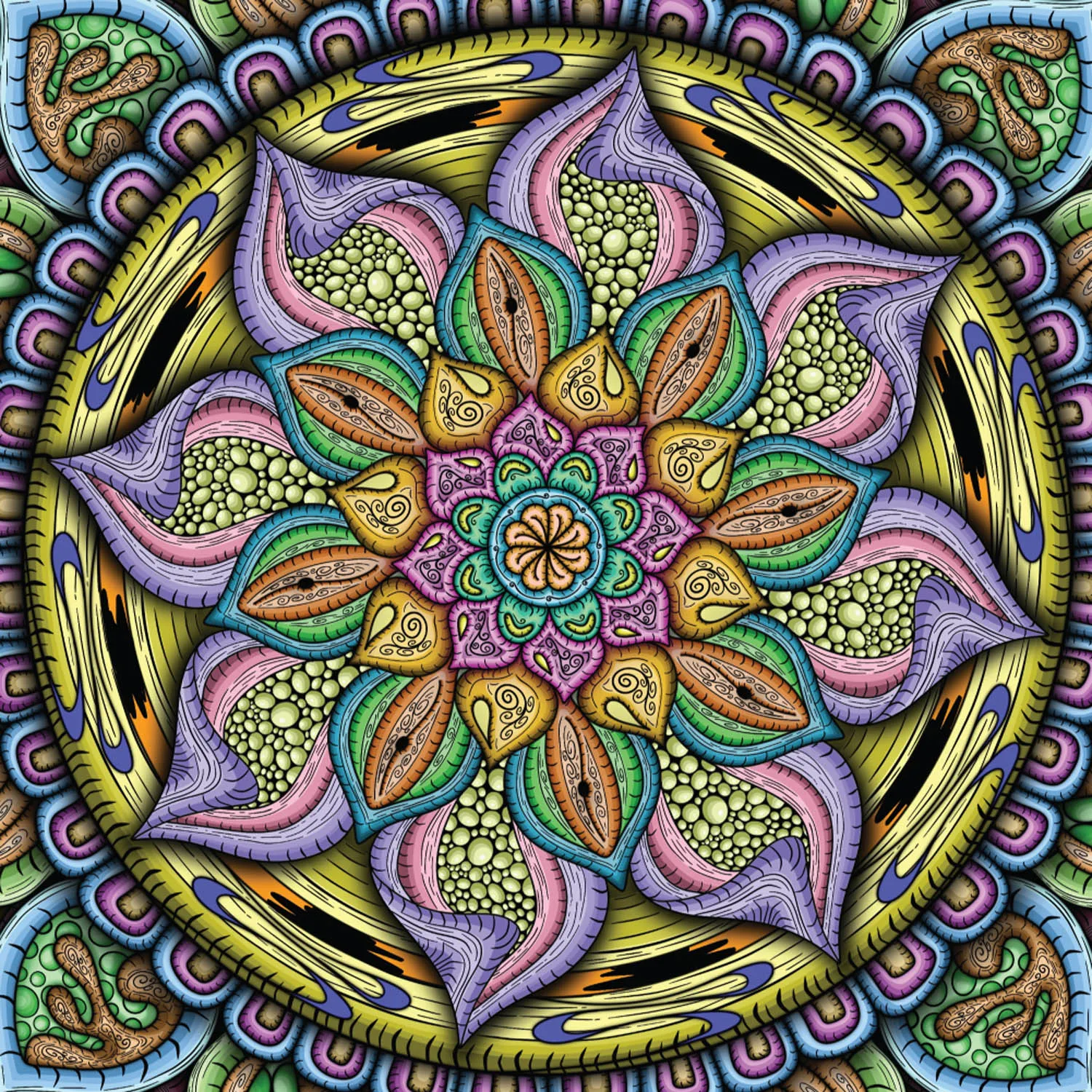 Original Fruitful mandala artwork by Flowstate Design Studio.