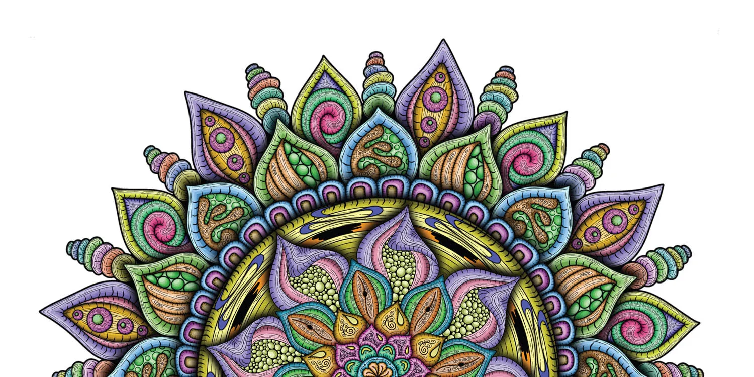 Original Fruitful mandala artwork by Flowstate Design Studio.