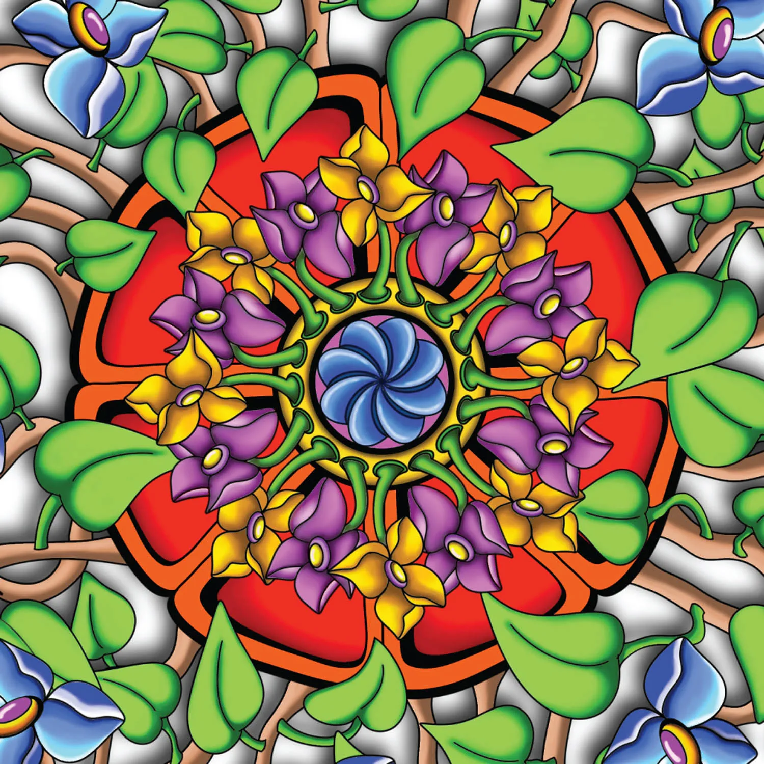 Original Wall Flowers mandala artwork by Flowstate Design Studio.