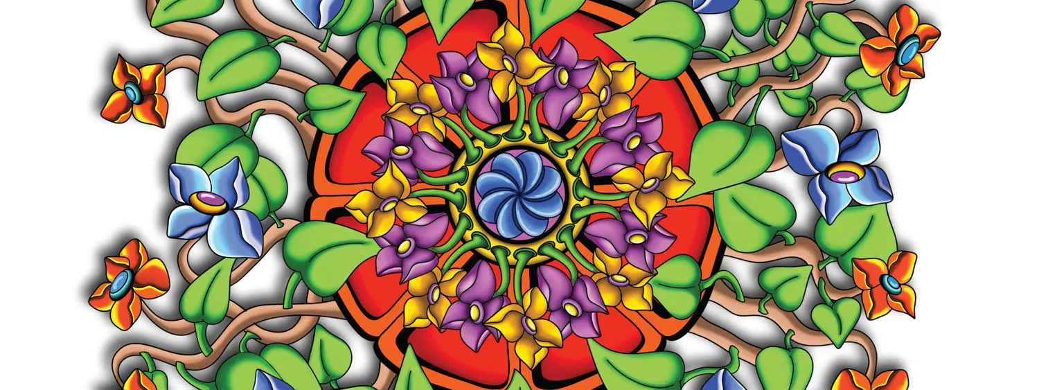 Original Wall Flowers mandala artwork by Flowstate Design Studio.