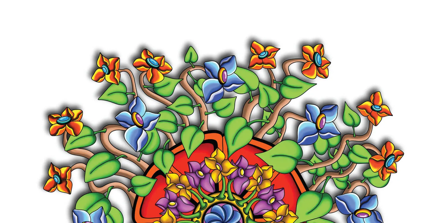 Original Wall Flowers mandala artwork by Flowstate Design Studio.
