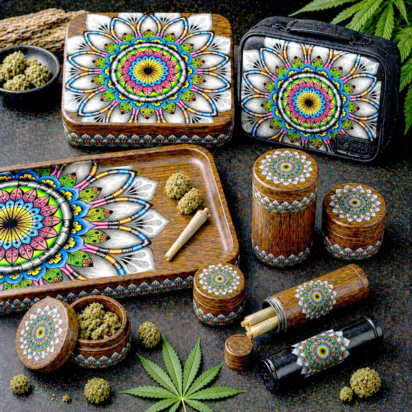 Cannabis products and accessories featuring the Radiance design system.