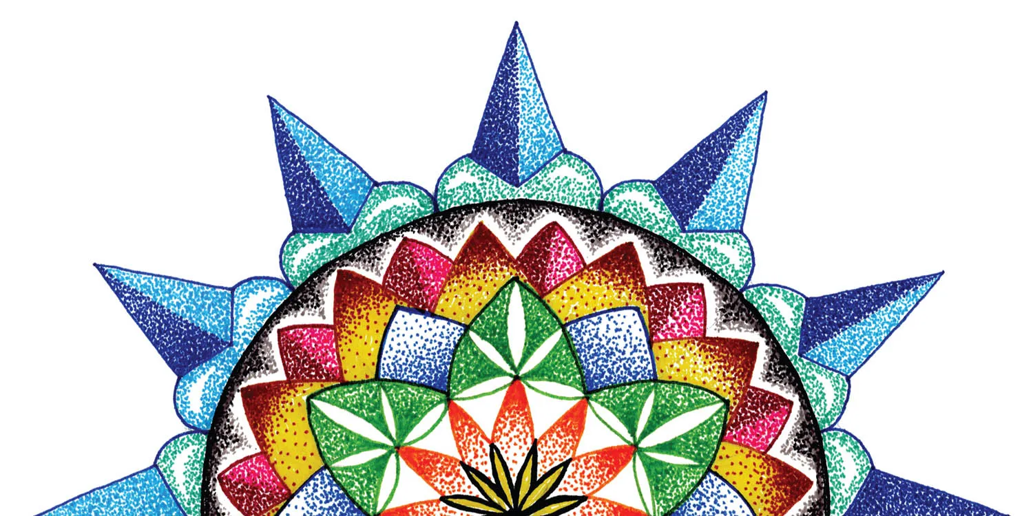Original 420 Sacred Geometry mandala artwork by Flowstate Design Studio.