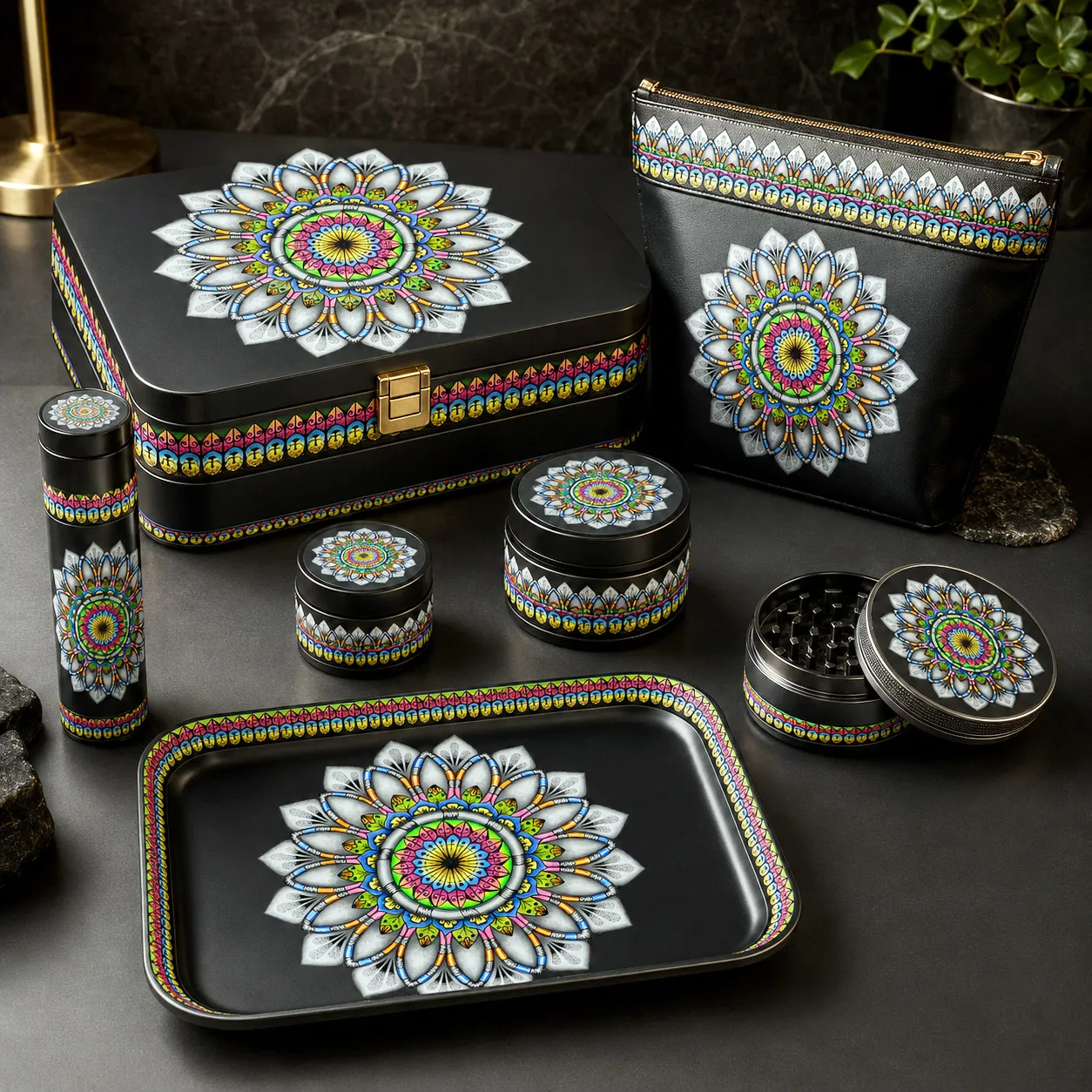 Cannabis accessories featuring the Radiance design system.