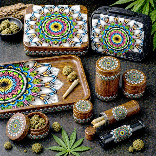 Cannabis products and accessories featuring the Radiance design system.
