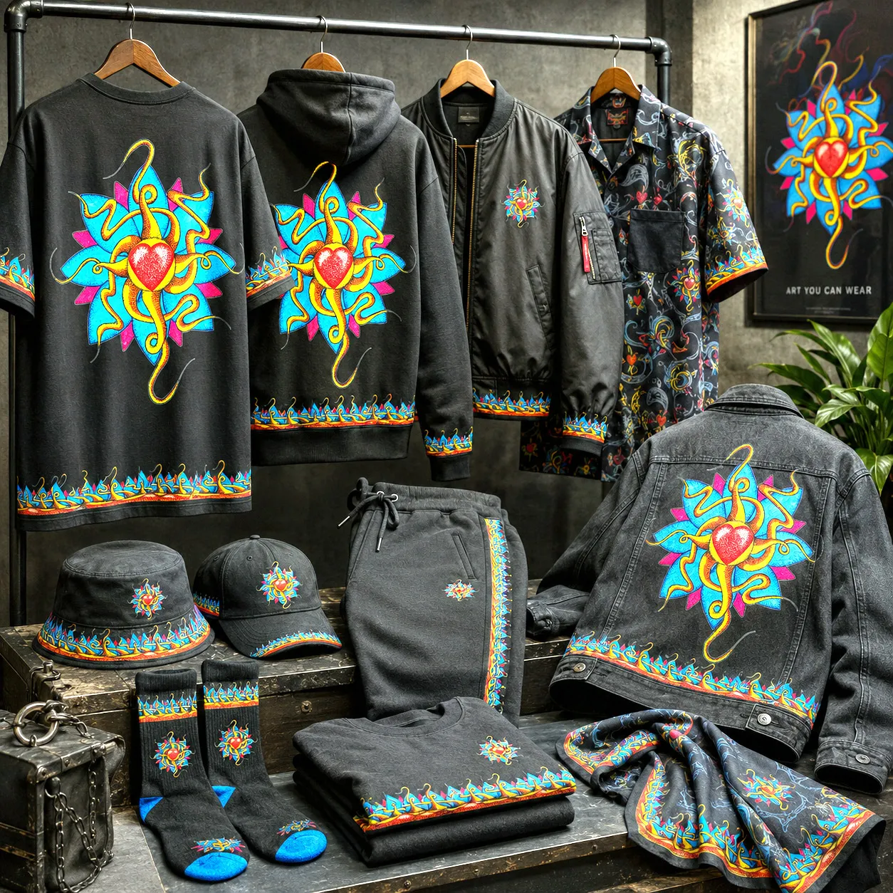 Streetwear collection featuring the Wild At Heart design system.