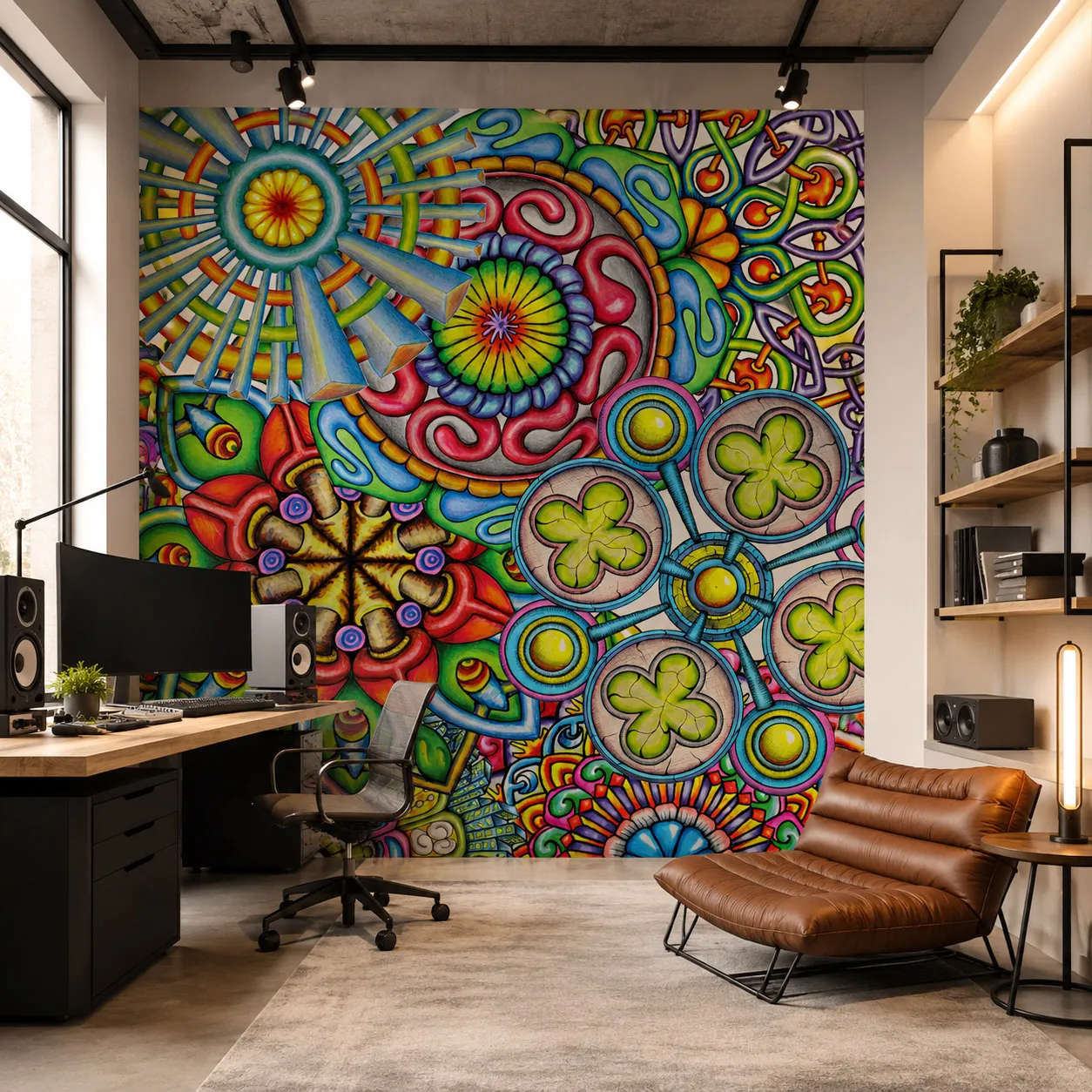 Statement wall covering featuring Mandala Collage 6.