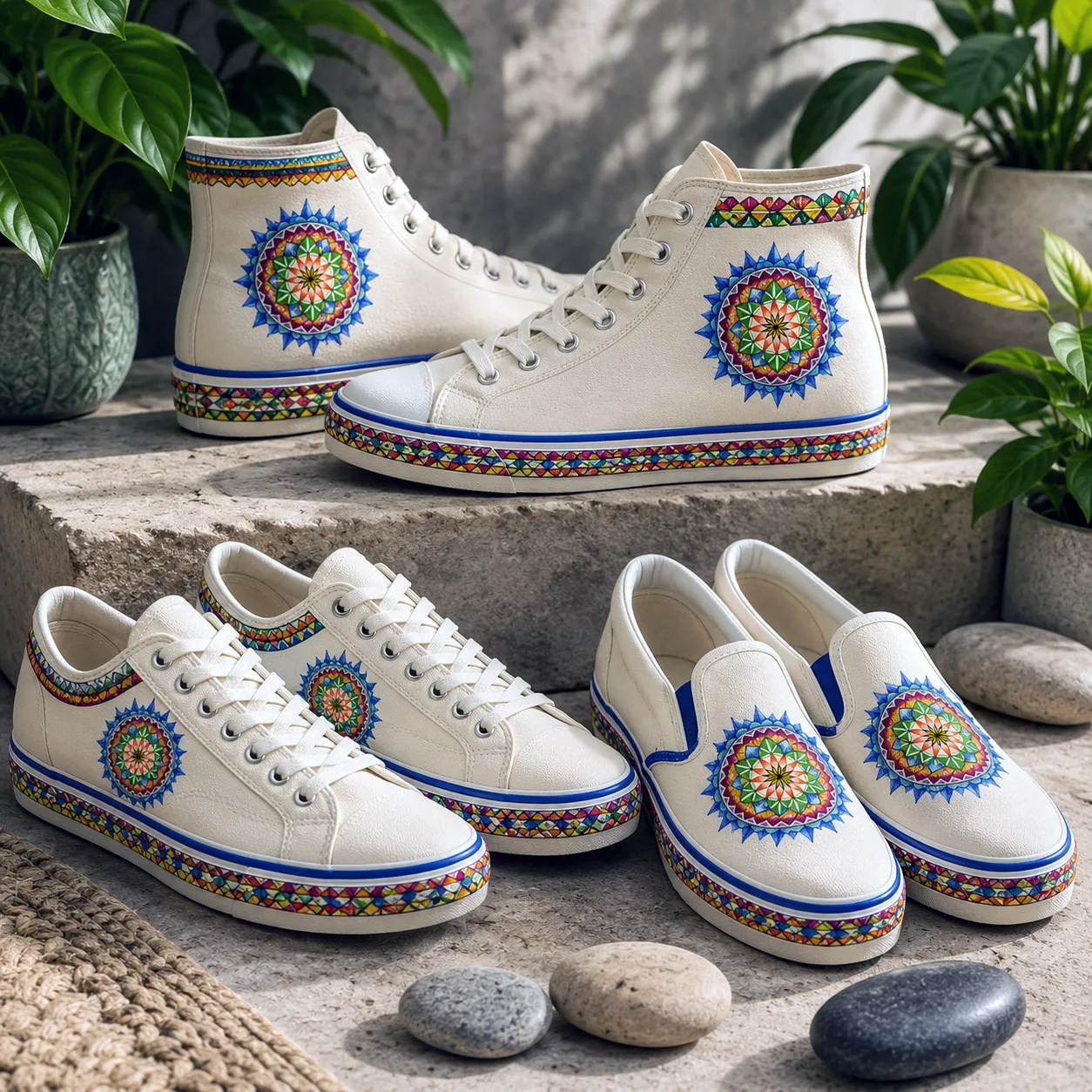 Premium footwear featuring the 420 Sacred Geometry design system.