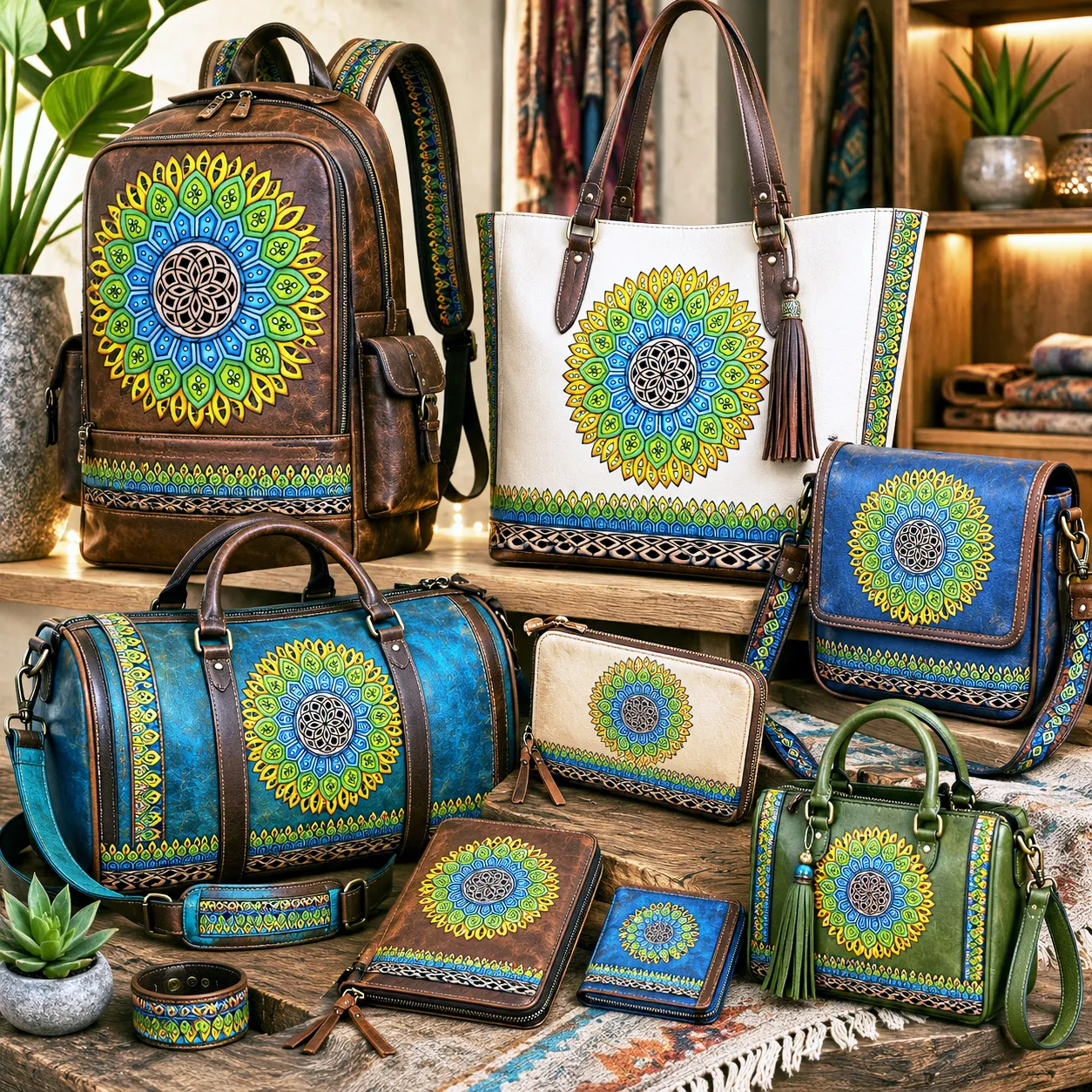 Leather goods and bags featuring the Crown design system.
