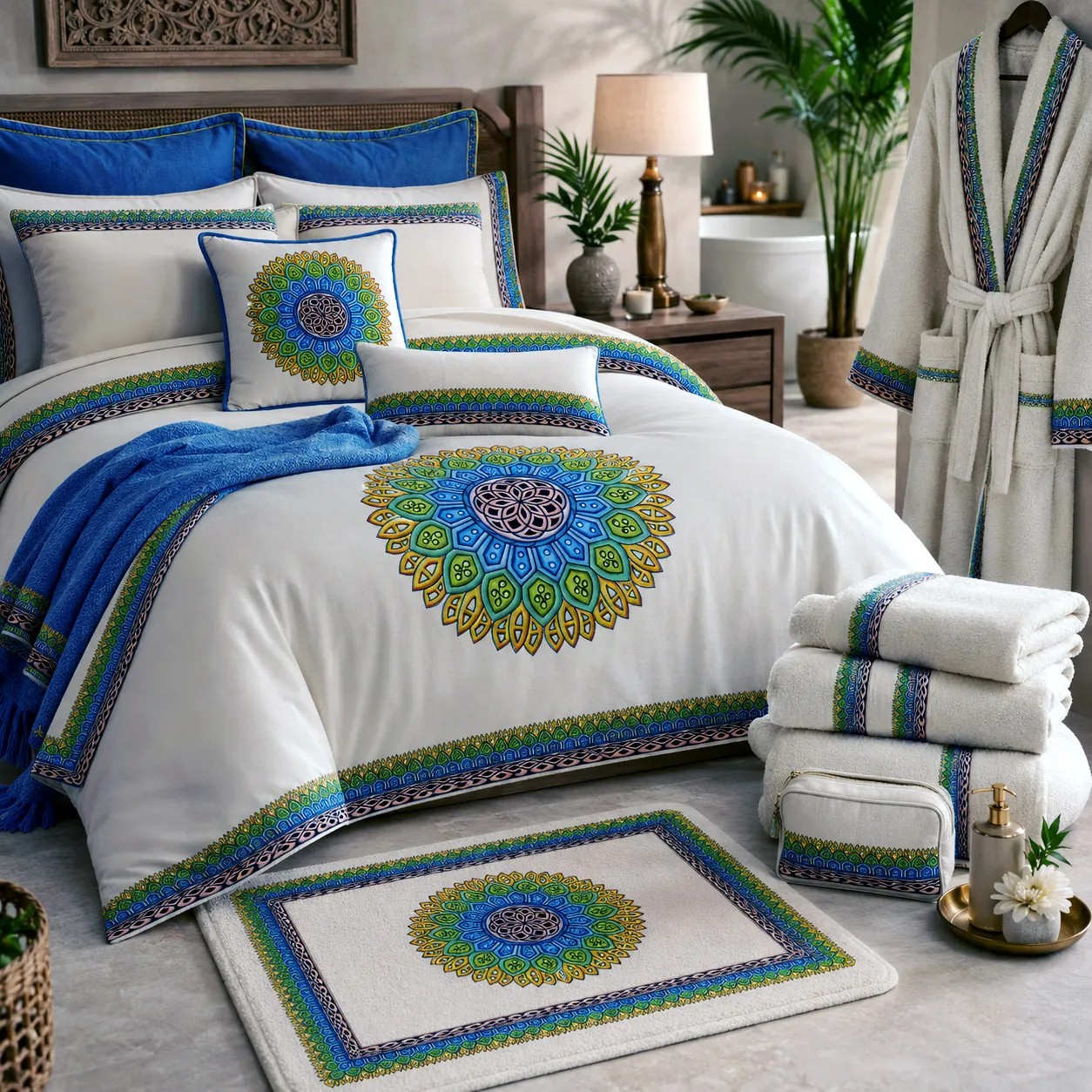 Bed and bath products featuring the Crown design system.