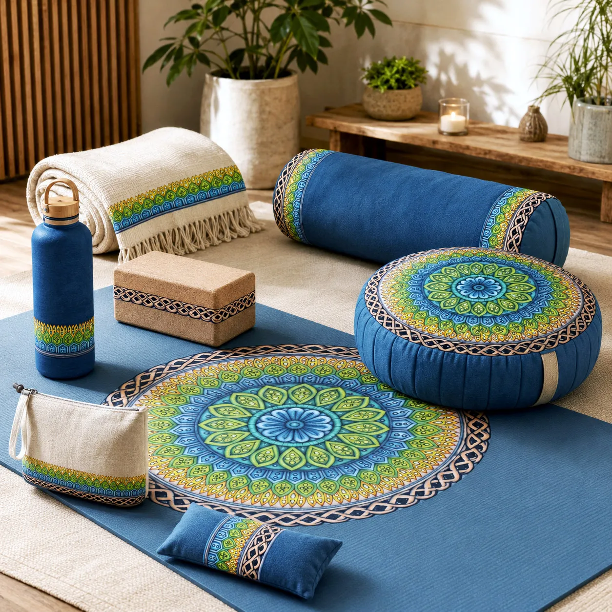 Yoga, meditation, and wellness products featuring the Crown design system.