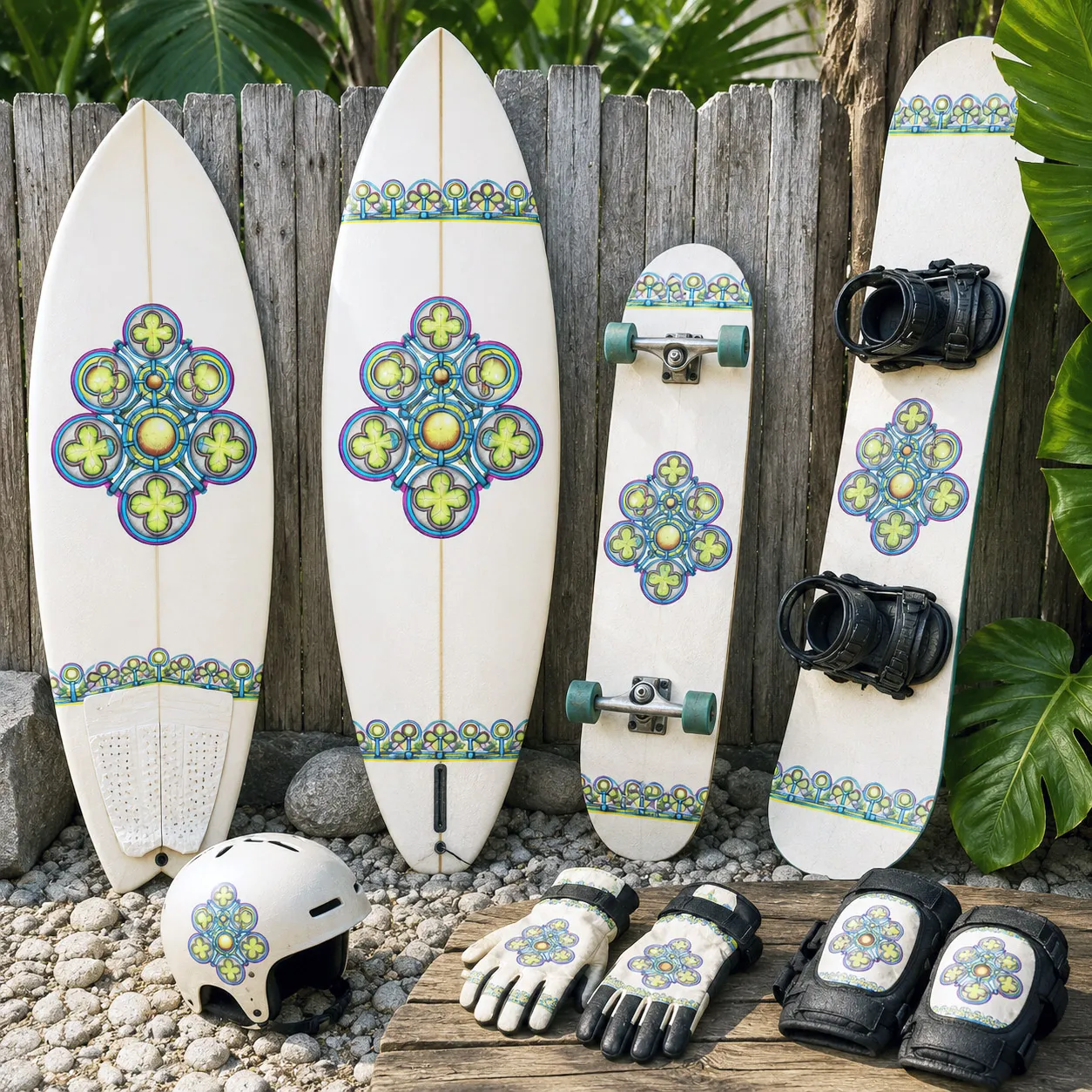Board sports collection featuring the Ancestral Luck design system.