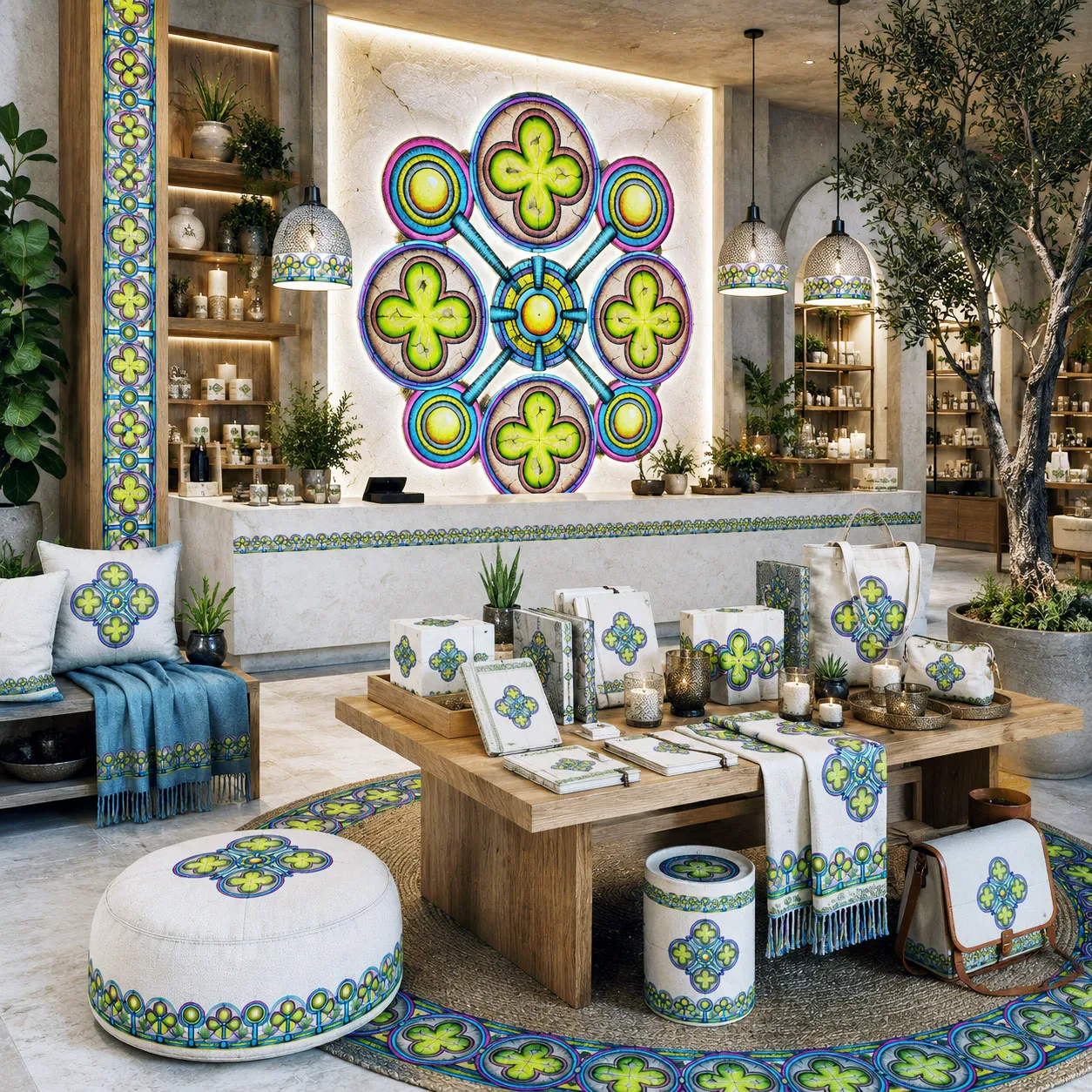 Retail environment featuring the Ancestral Luck design system.