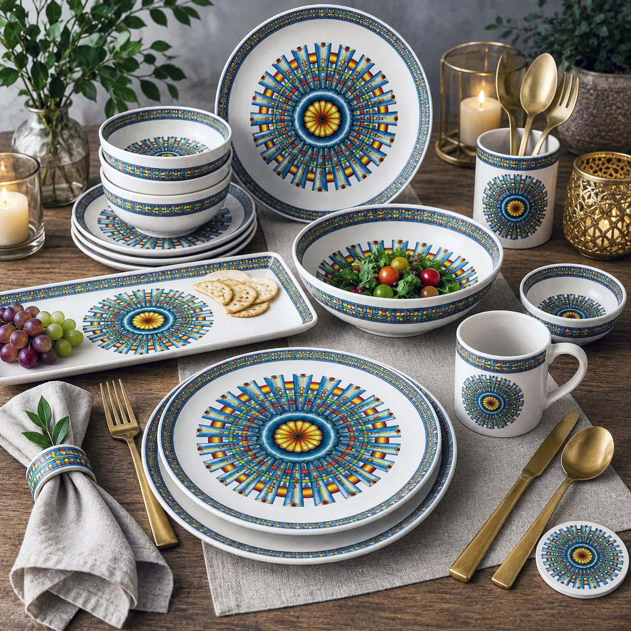 Tableware, dinnerware, and entertaining products featuring the Spokin design system.