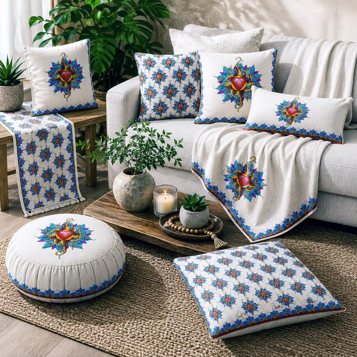 Home decor and textiles featuring the Wild At Heart design system.