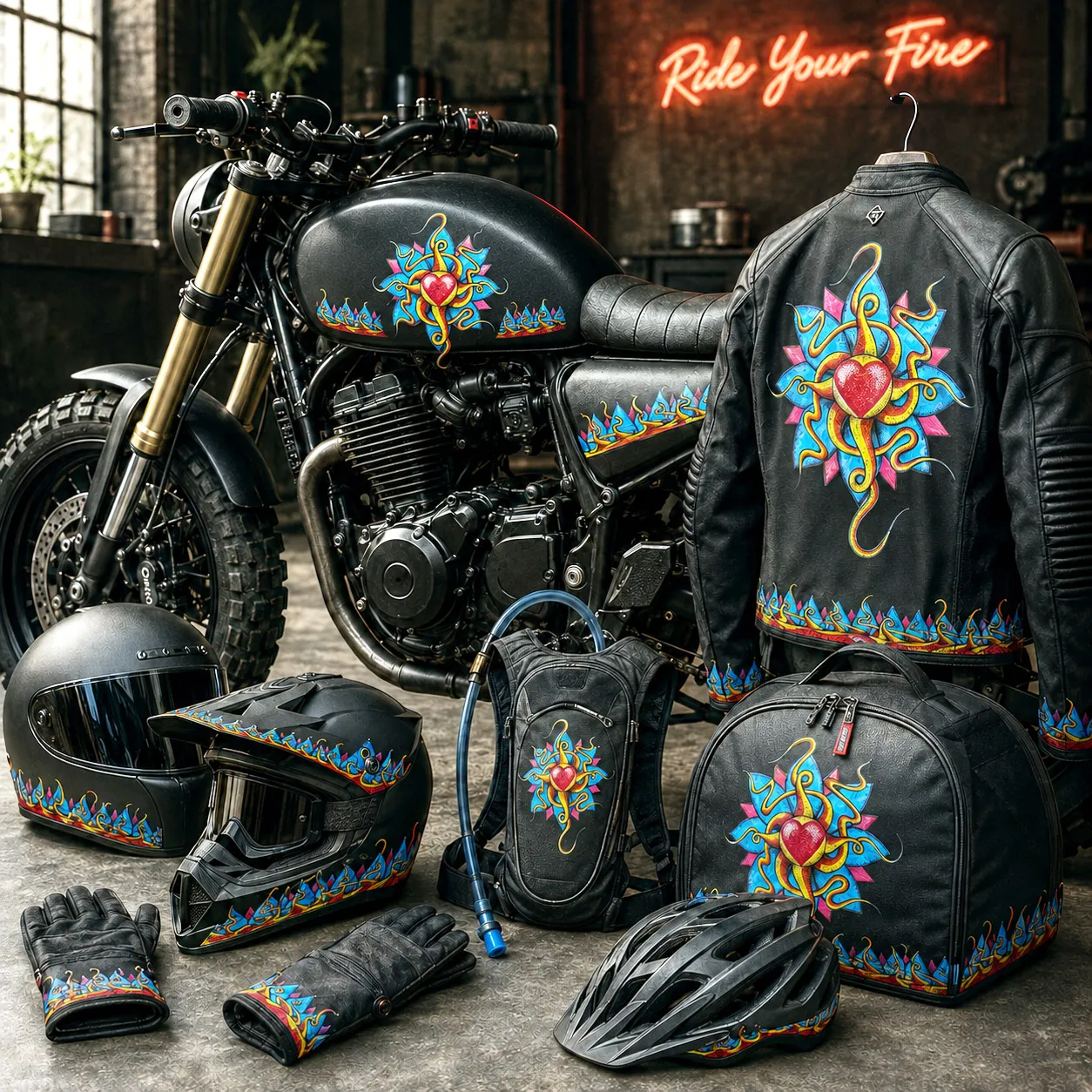 Motorcycle and action sports collection featuring the Wild At Heart design system.