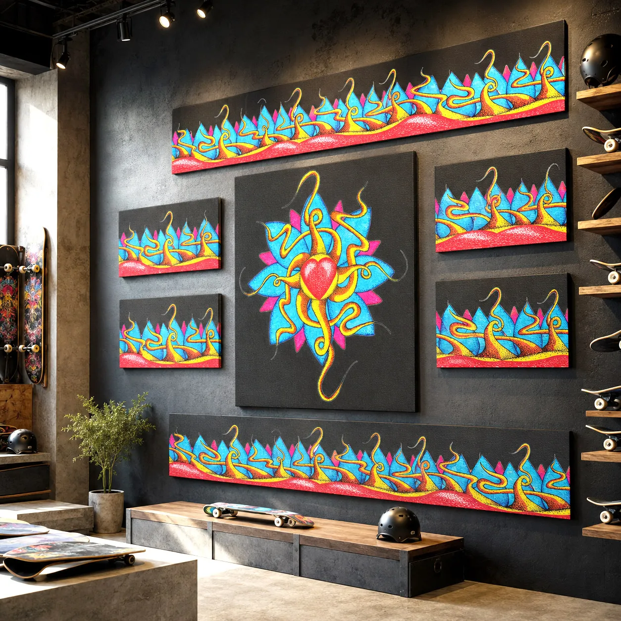 Retail wall panels featuring the Wild At Heart design system.