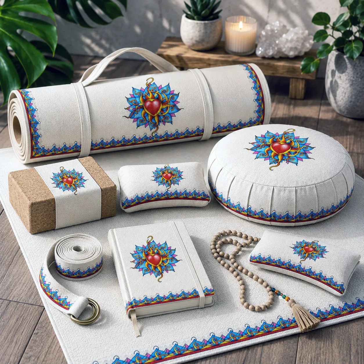 Yoga, meditation, and wellness products featuring the Wild At Heart design system.