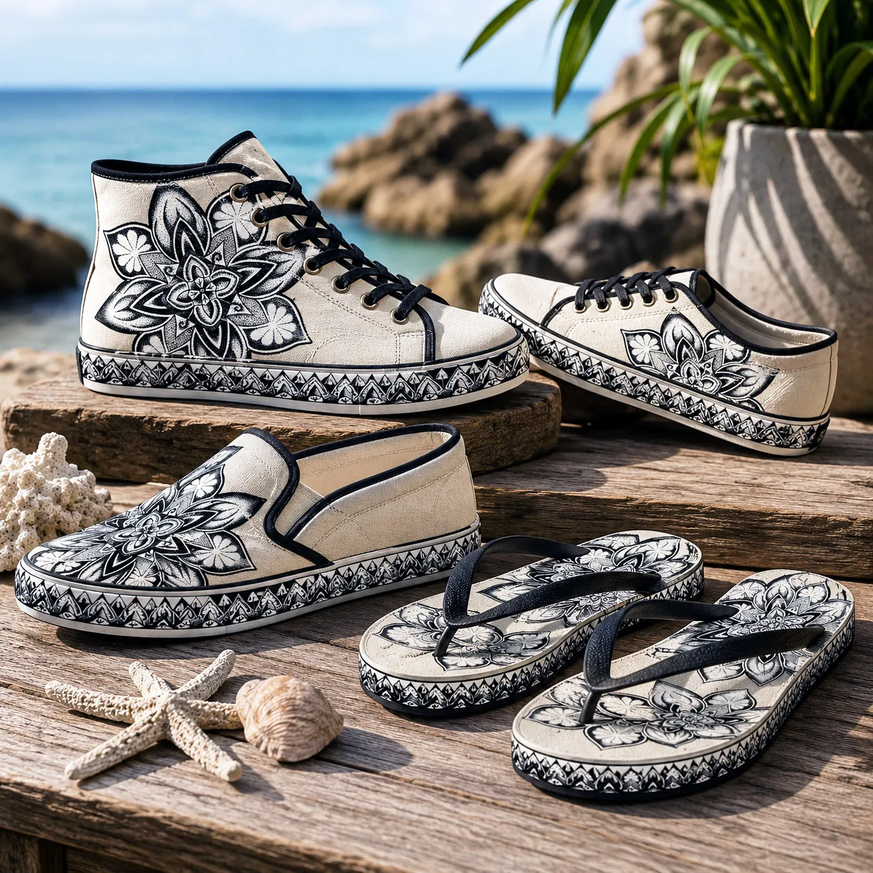 Premium footwear featuring the Sea Star design system.