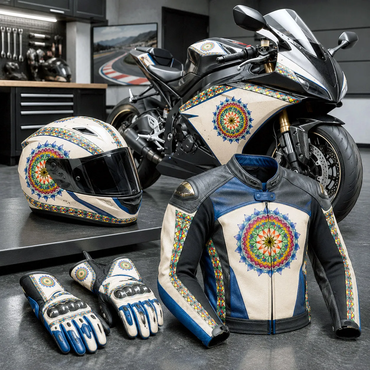 Motorsports collection featuring the 420 Sacred Geometry design system.