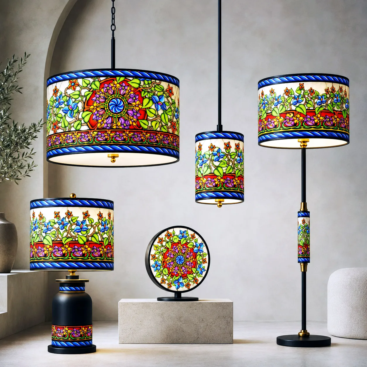 Contemporary lighting featuring the Wall Flowers design system.