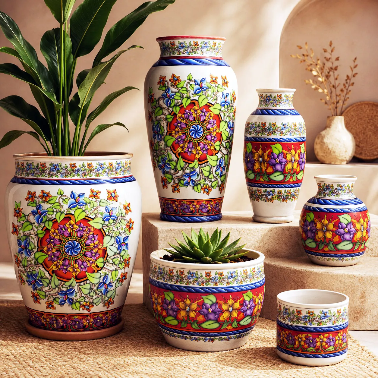 Planters and vases featuring the Wall Flowers design system.