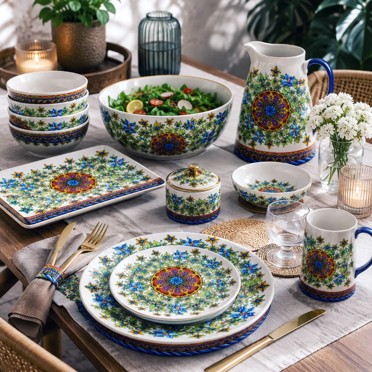 Tableware, dinnerware, and entertaining products featuring the Wall Flowers design system.