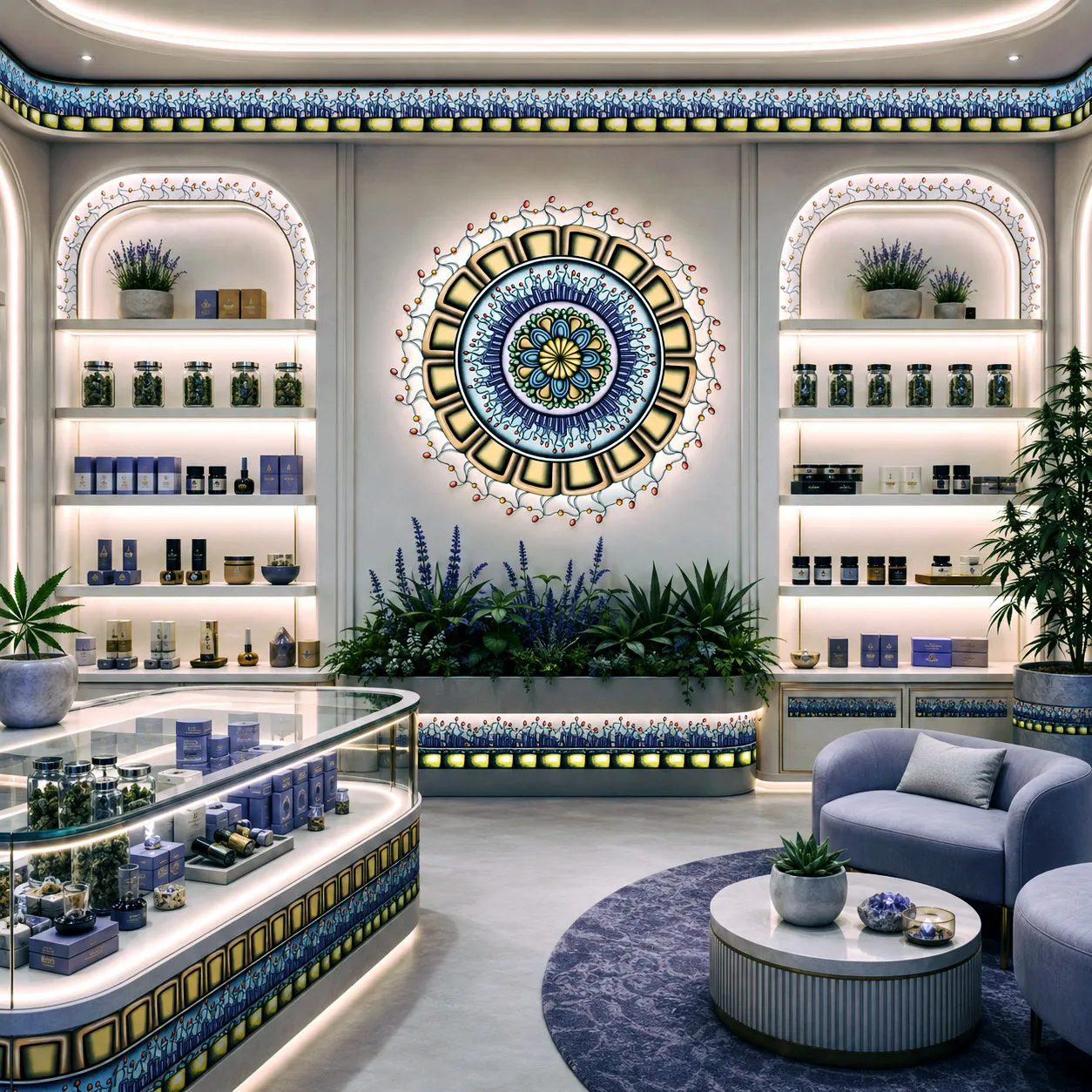 Cannabis dispensary interior installation featuring the Together design system.