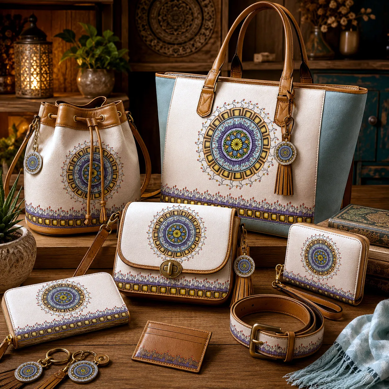 Leather goods and bags featuring the Together design system.
