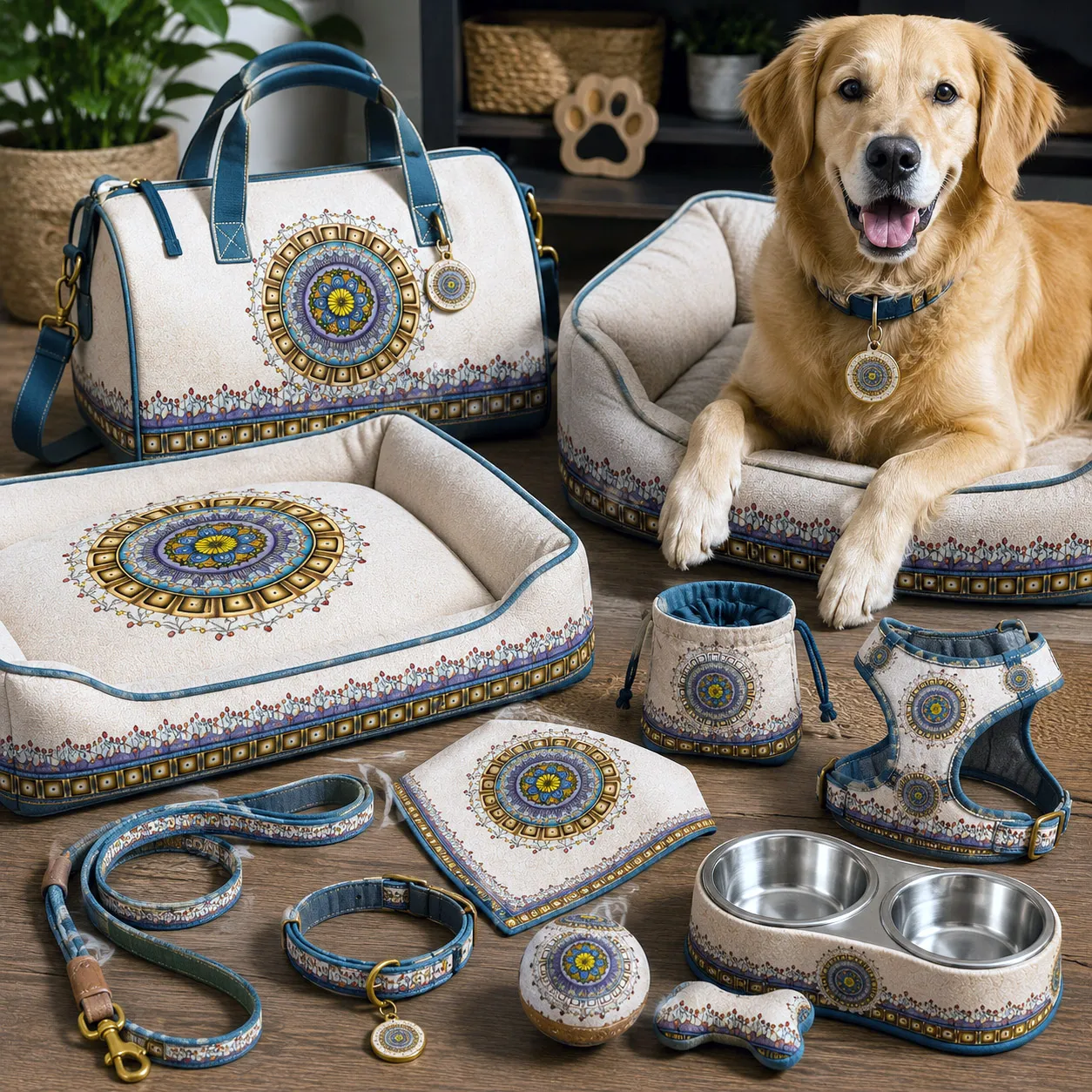 Pet accessories featuring the Together design system.
