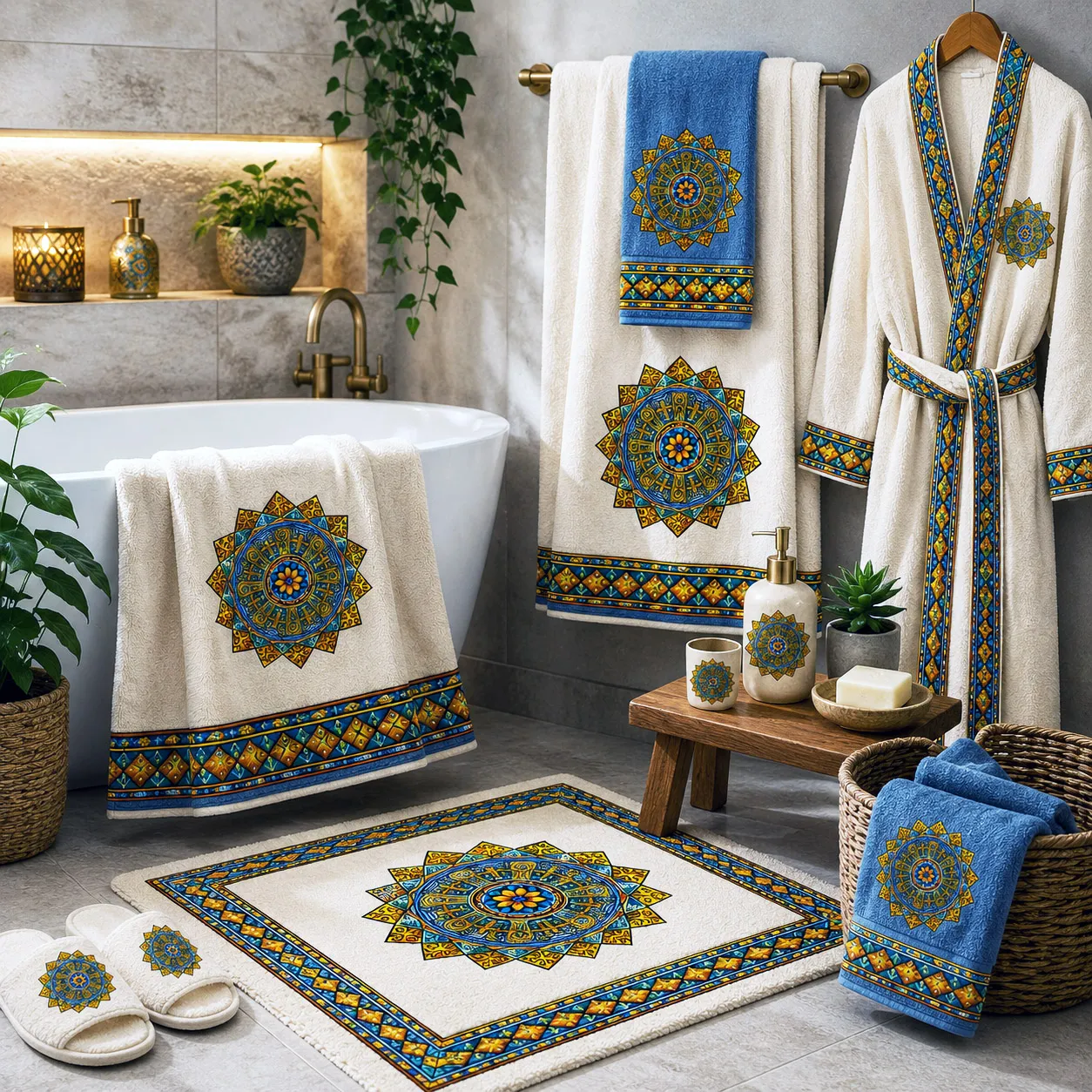 Bed and bath products featuring the Spokin With design system.