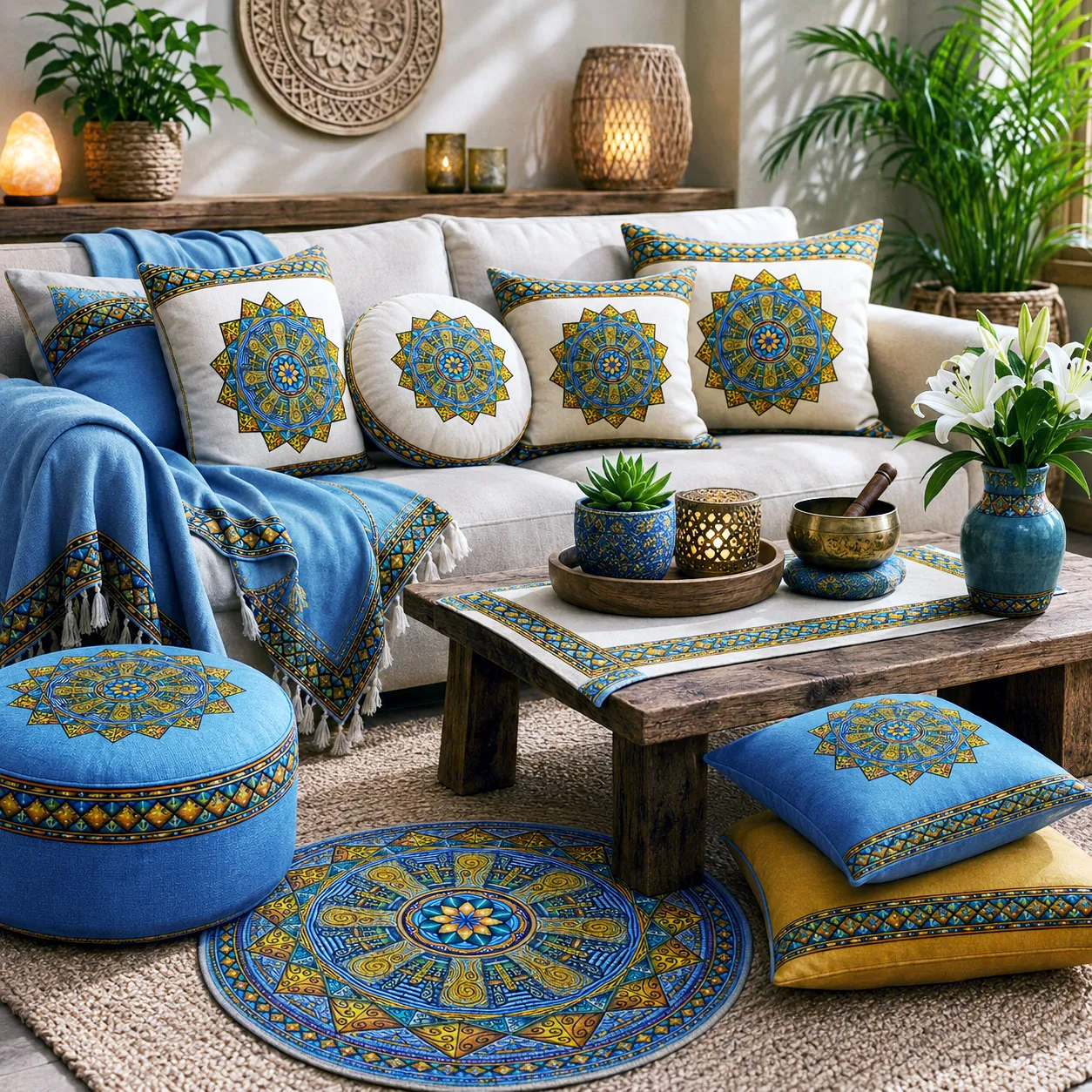 Home decor and textiles featuring the Spokin With design system.