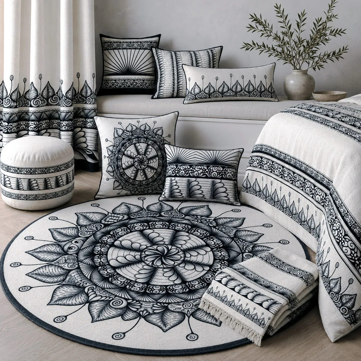 Home textiles featuring the Mesmerize design system.