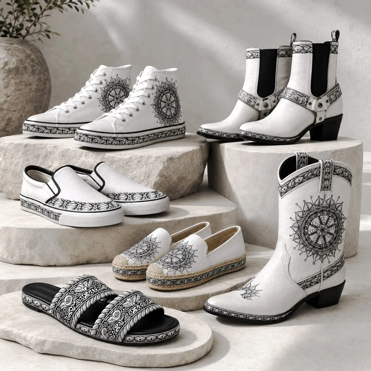 Footwear collection featuring the Mesmerize design system.