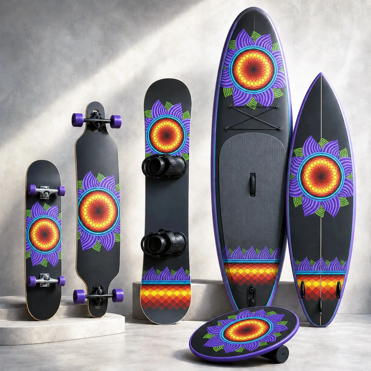 Board sports collection featuring the High Life design system.