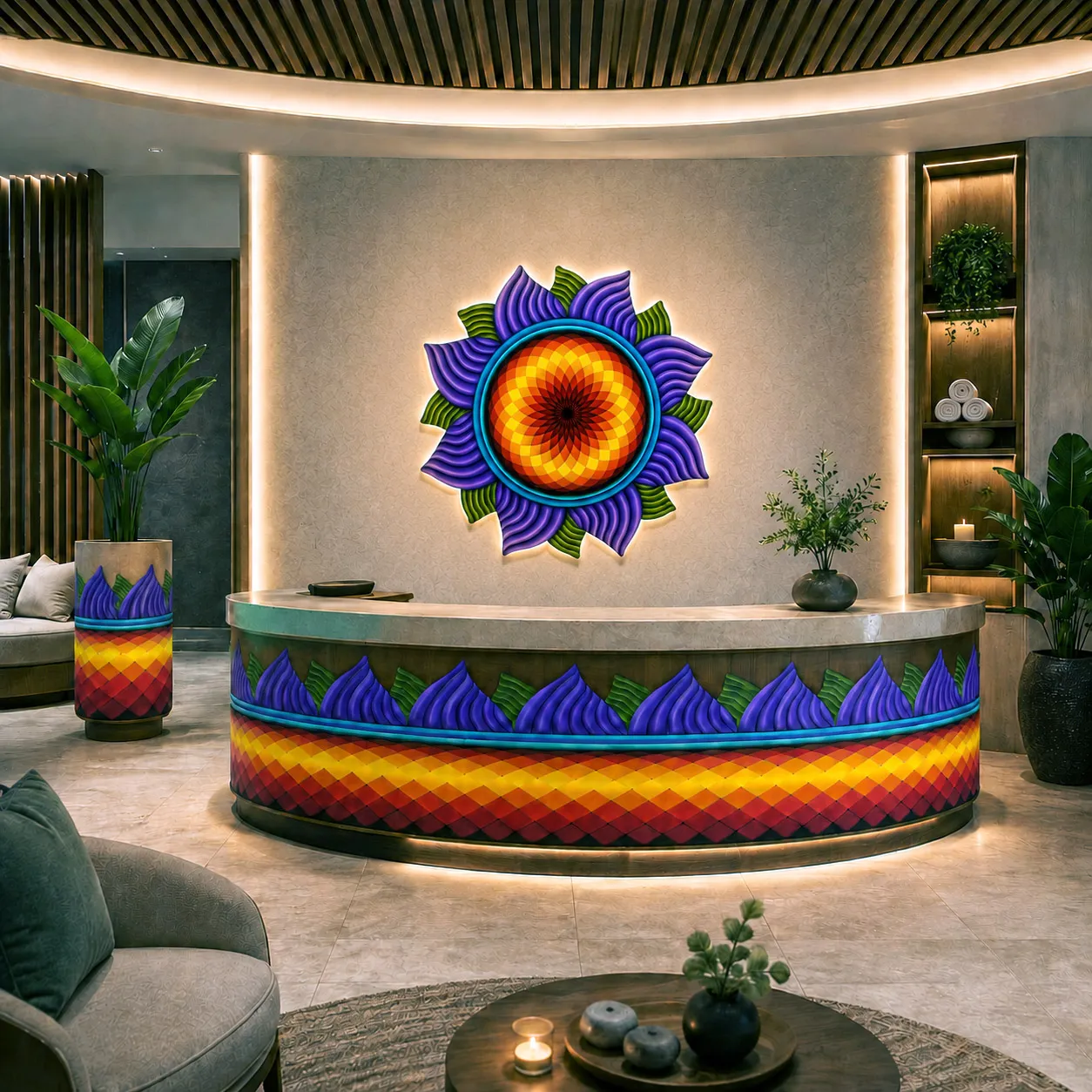 Lobby installation featuring the High Life design system.