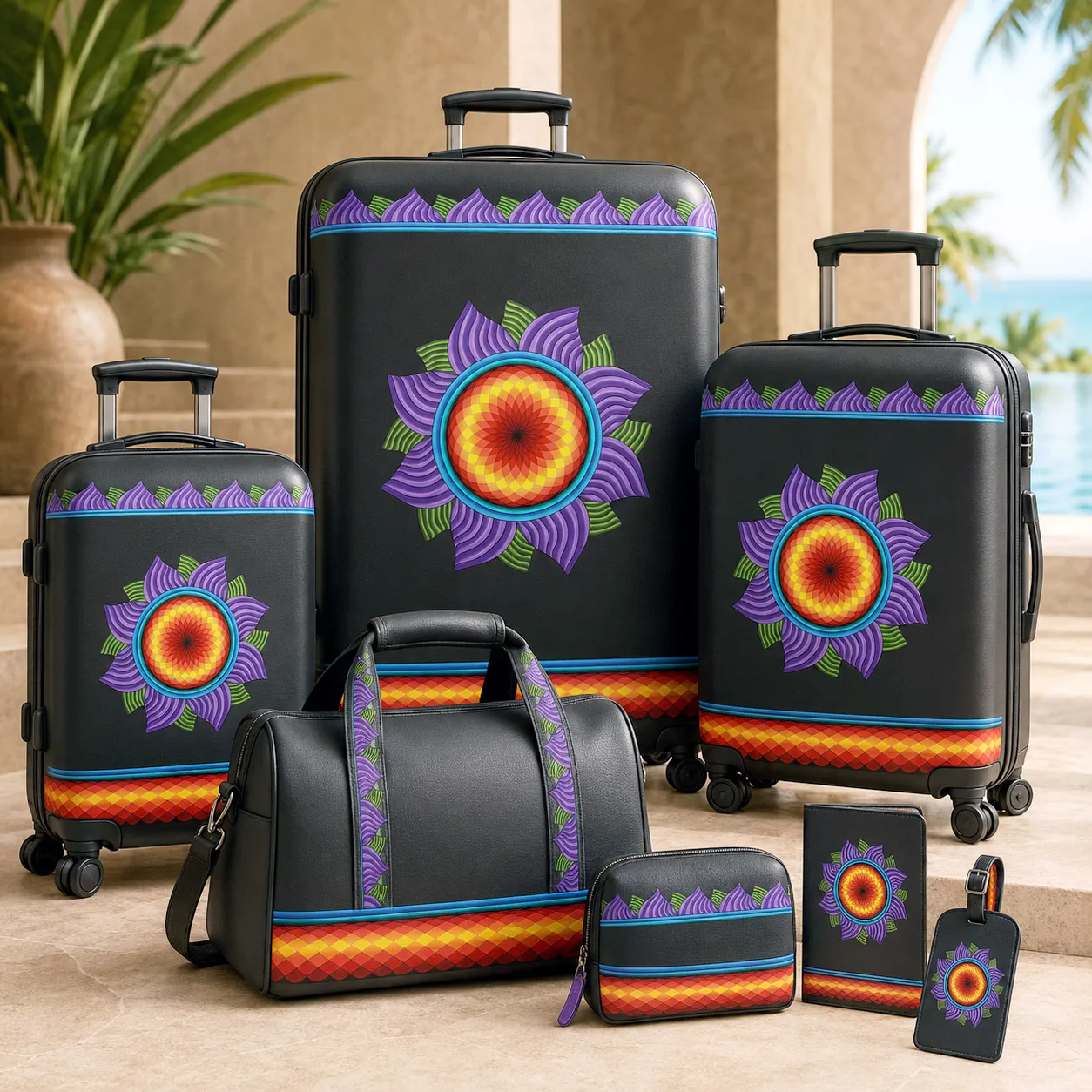 Premium luggage featuring the High Life design system.