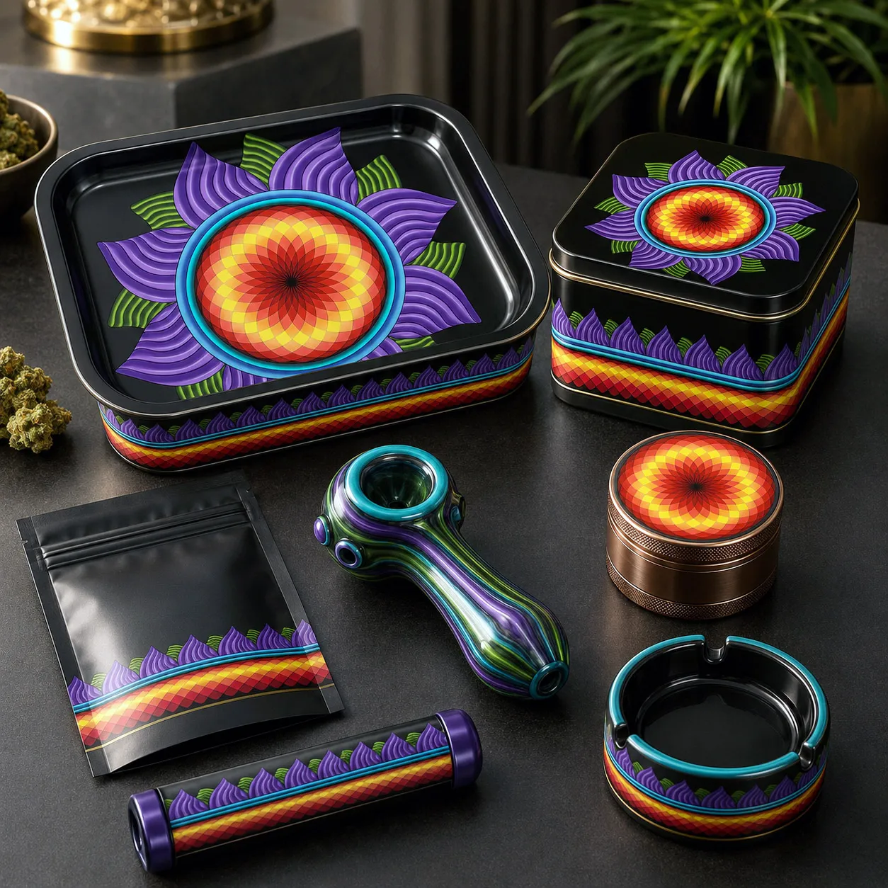 Premium cannabis accessories featuring the High Life design system.