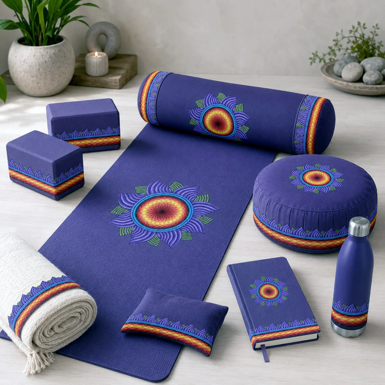 Yoga, meditation, and wellness products featuring the High Life design system.