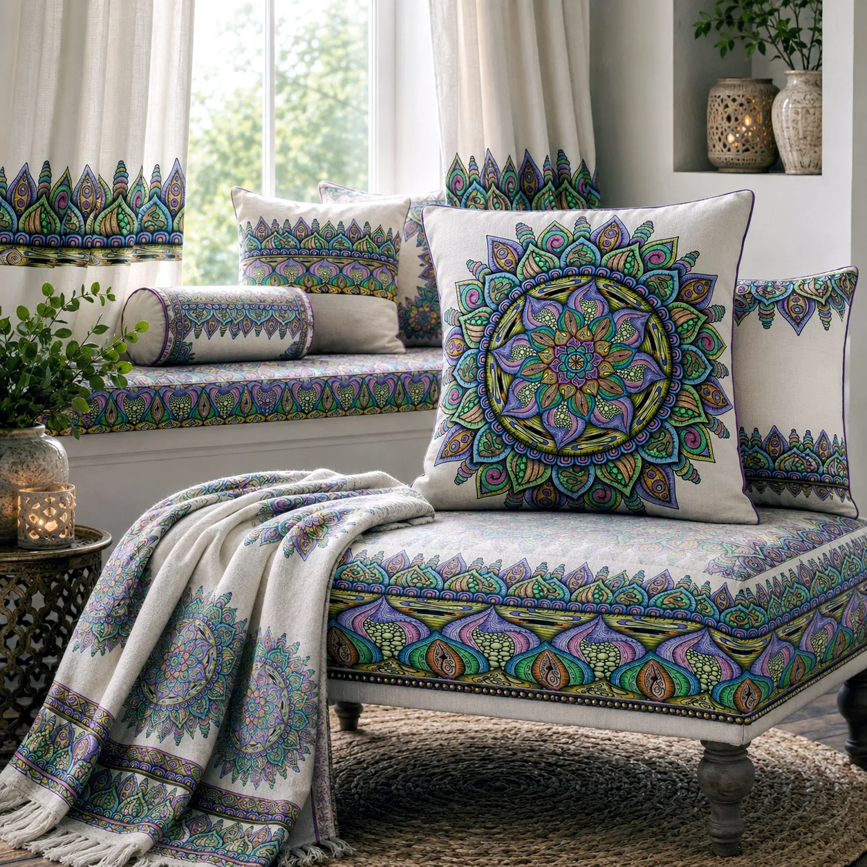 Home textiles featuring the Fruitful design system.