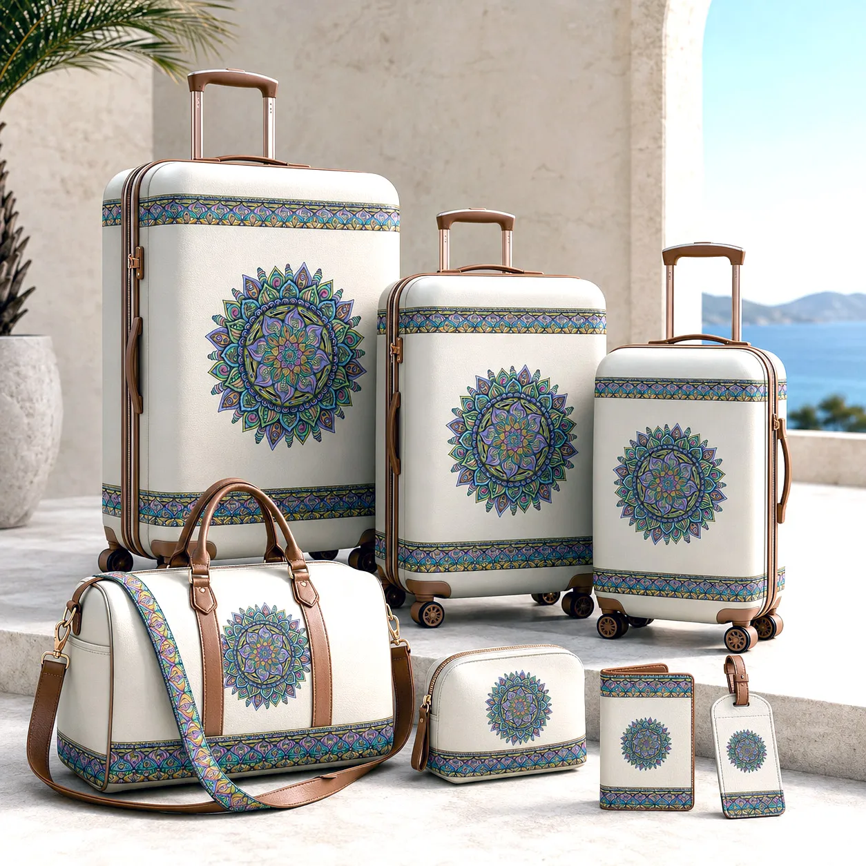 Premium luggage featuring the Fruitful design system.
