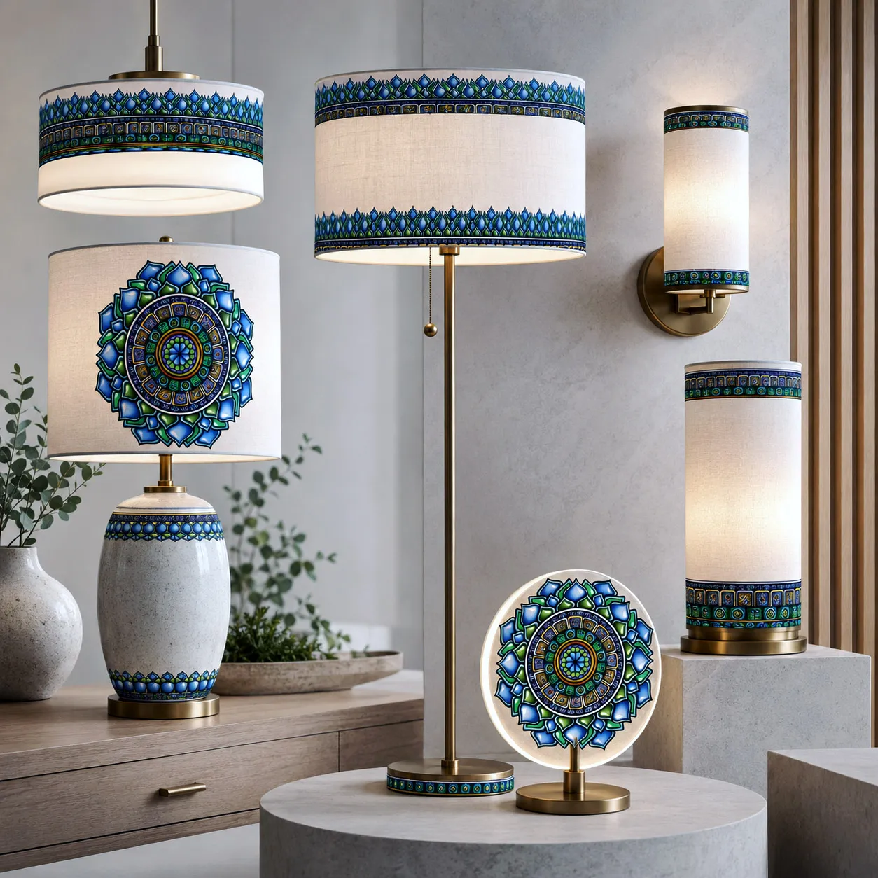 Contemporary lighting featuring the Emerald Dream design system.