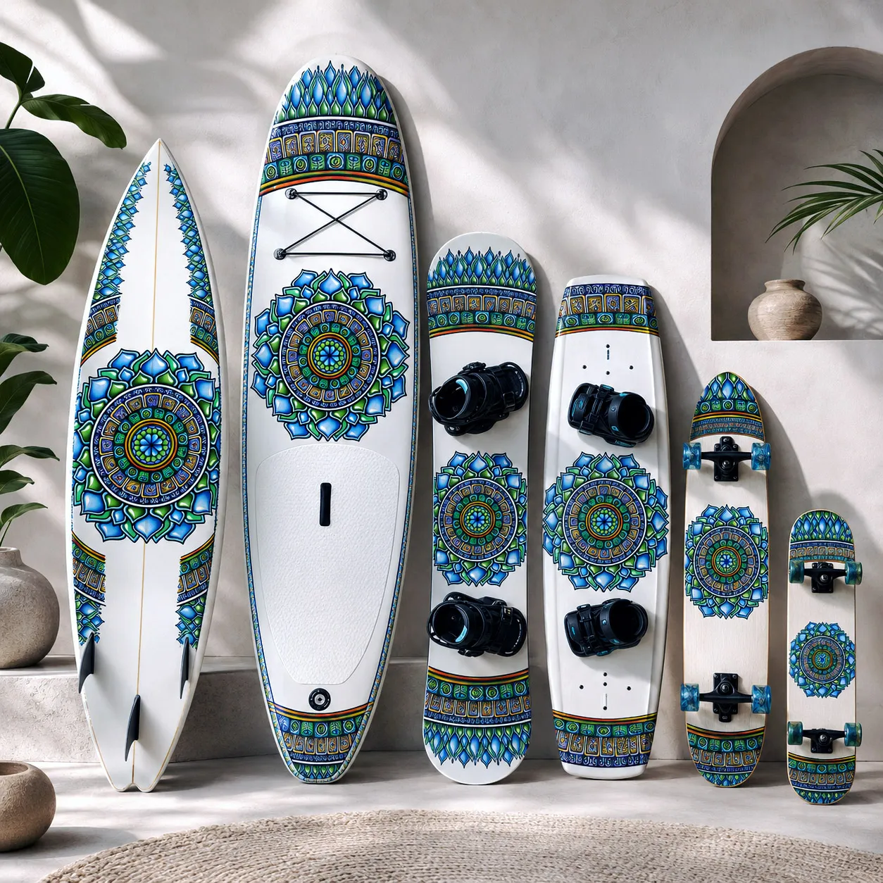 Board sports collection featuring the Emerald Dream design system.