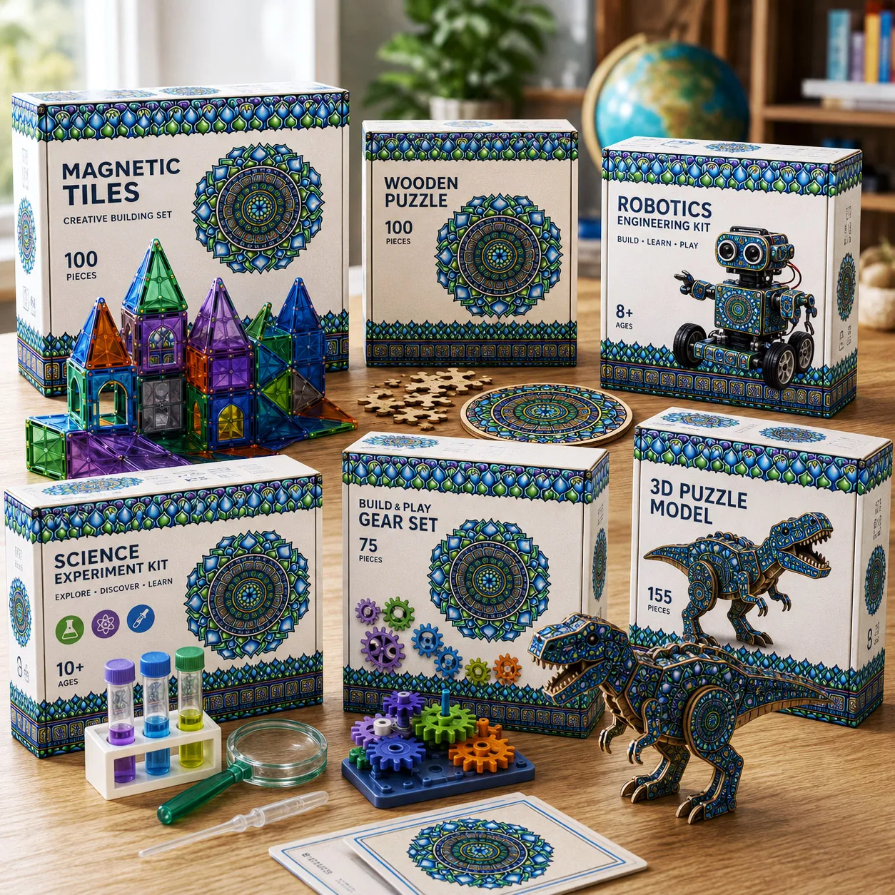 STEM and toy packaging featuring the Emerald Dream design system.