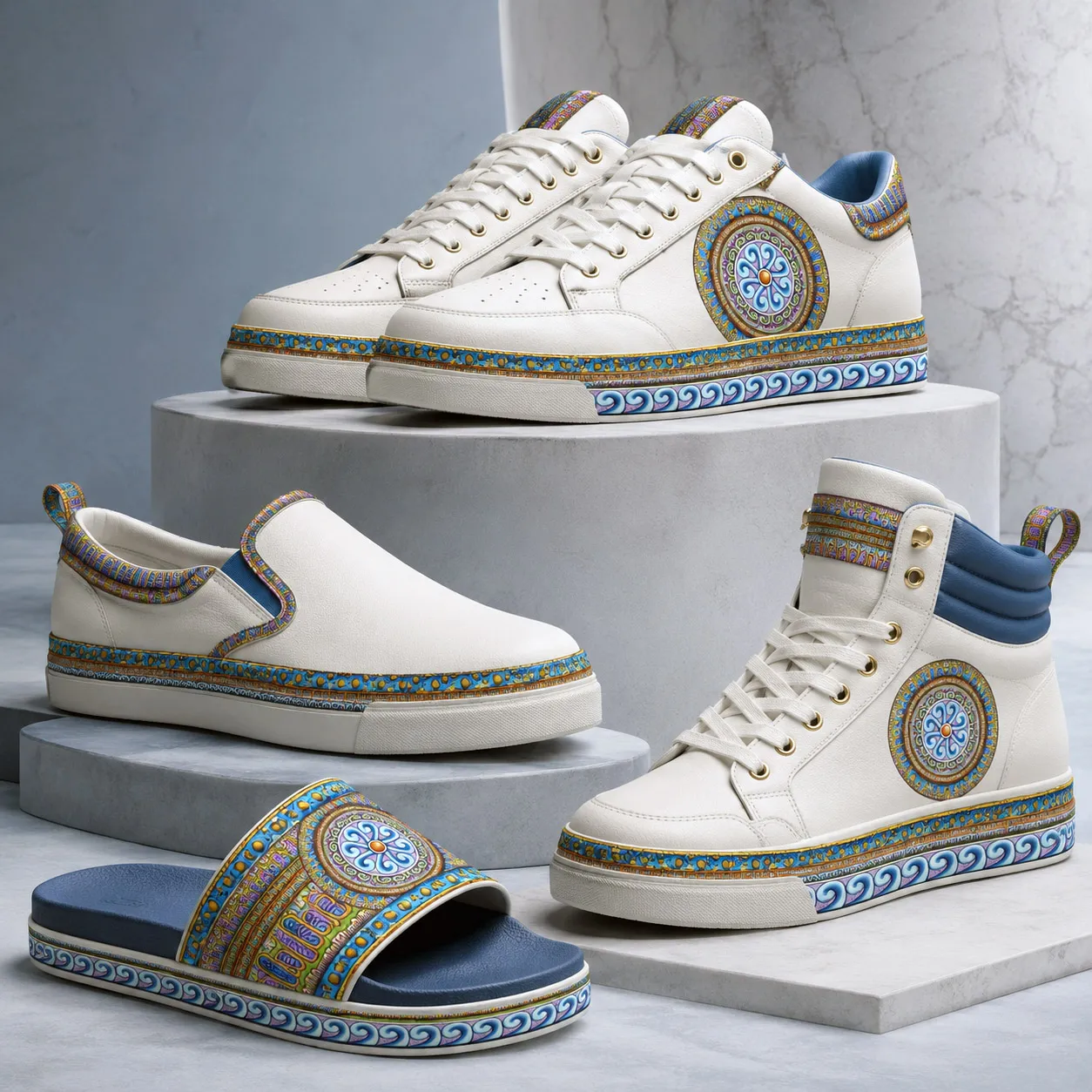 Premium footwear featuring the Blue Dream design system.