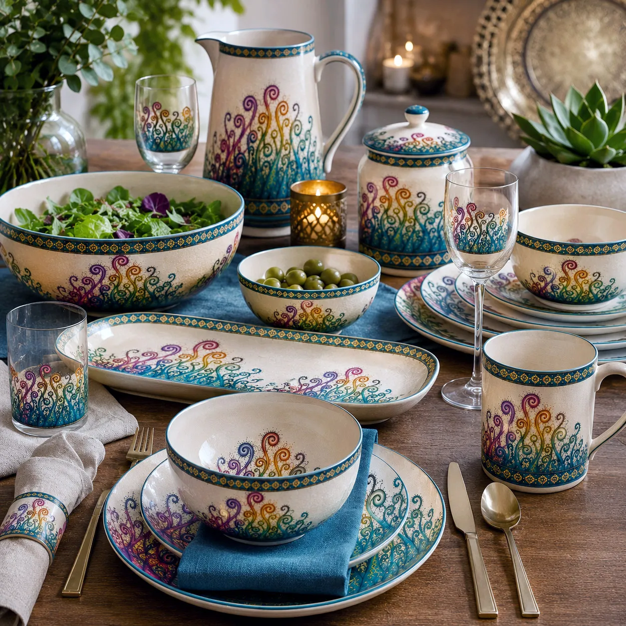 Tableware and entertaining products featuring the Creative Mind design system.