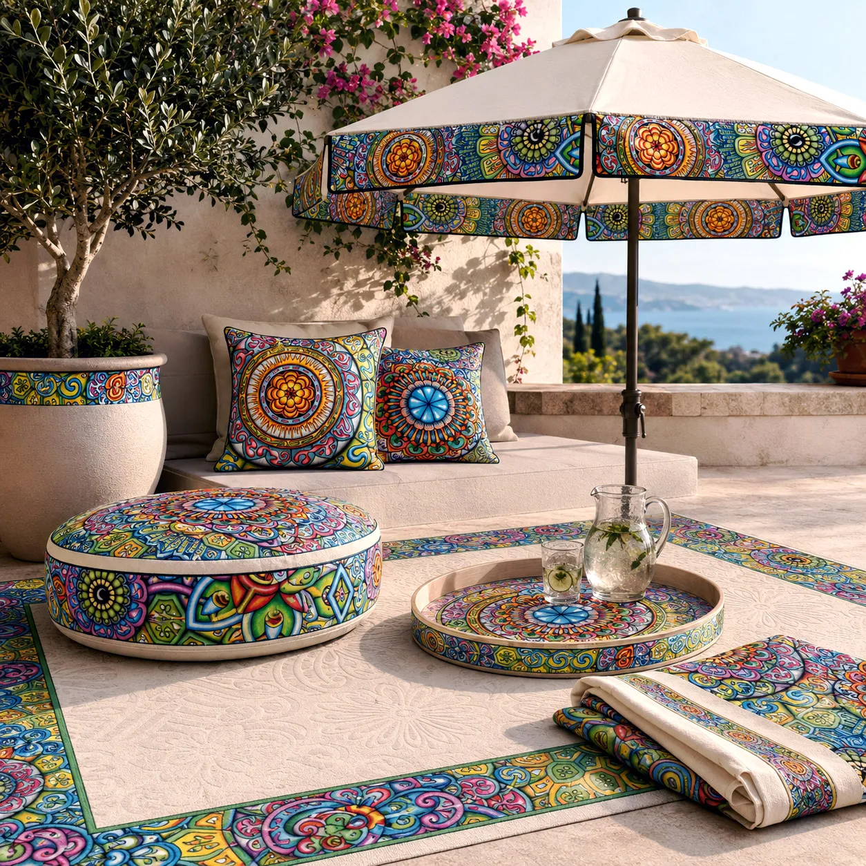 Outdoor living products featuring Mandala Collage 7.
