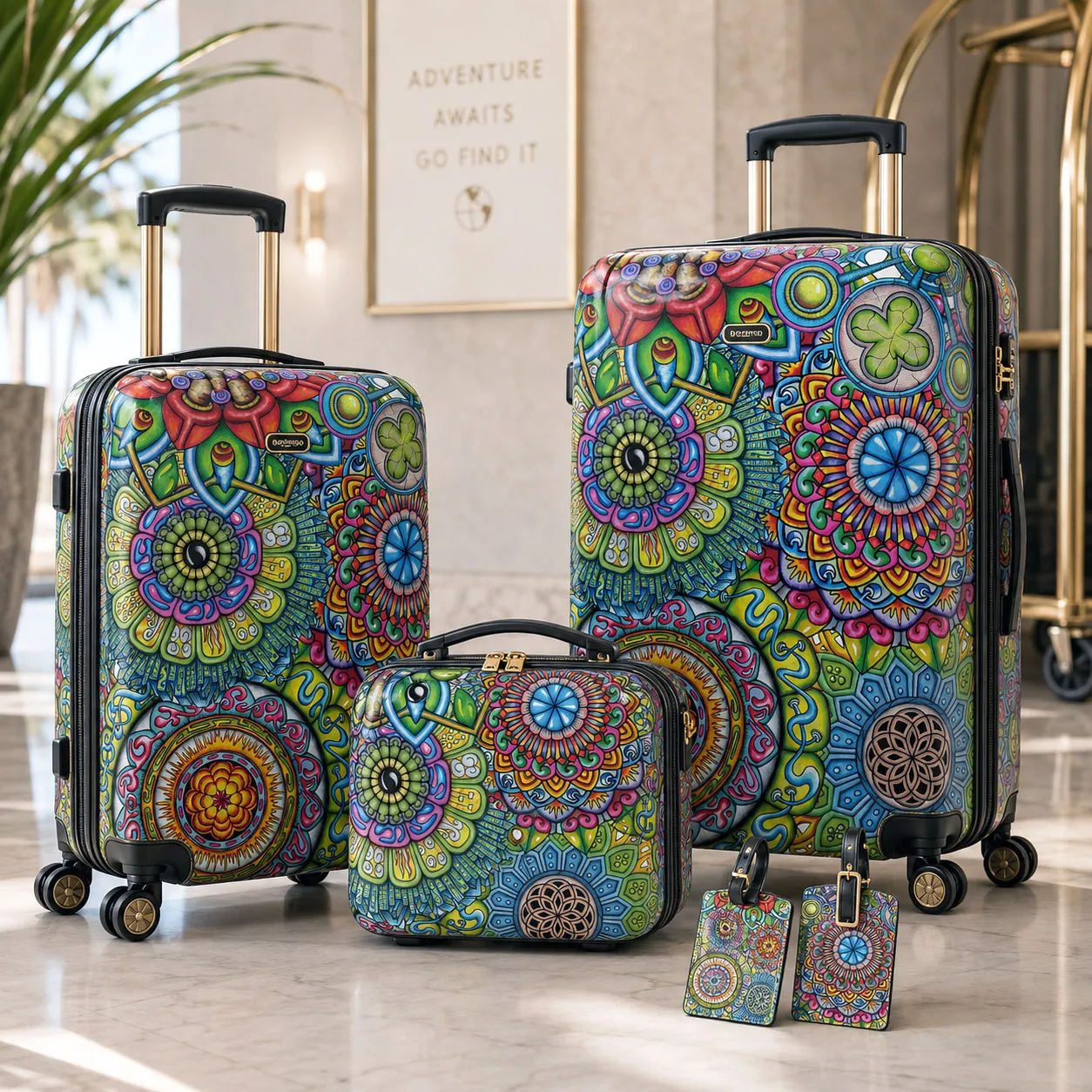 Premium luggage featuring Mandala Collage 7.