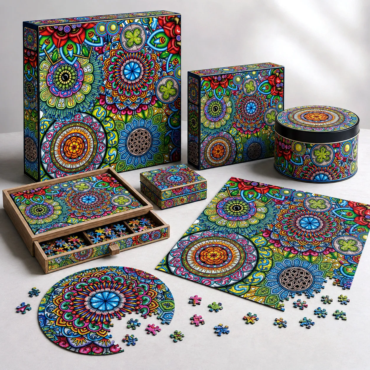 Premium jigsaw puzzle collection featuring Mandala Collage 7.