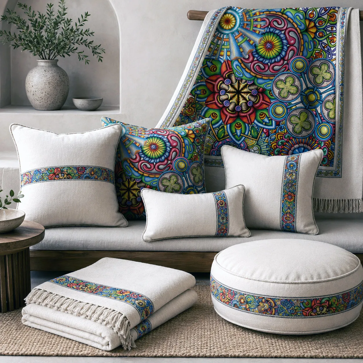 Home decor and textiles featuring Mandala Collage 6.